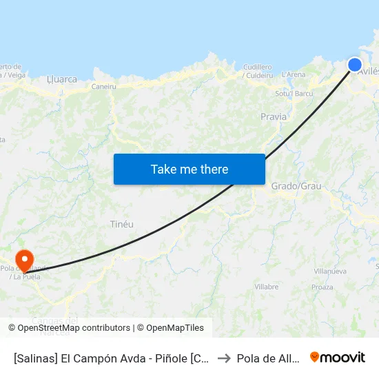 [Salinas]  El Campón Avda - Piñole [Cta 04562] to Pola de Allande map