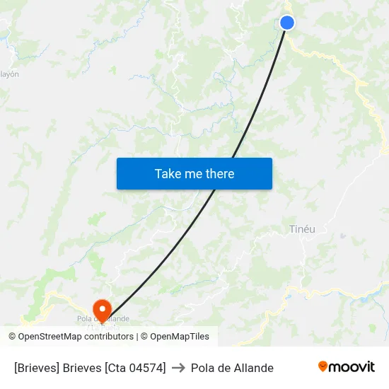 [Brieves]  Brieves [Cta 04574] to Pola de Allande map