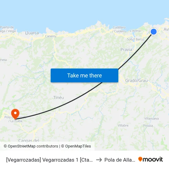 [Vegarrozadas]  Vegarrozadas 1 [Cta 04595] to Pola de Allande map
