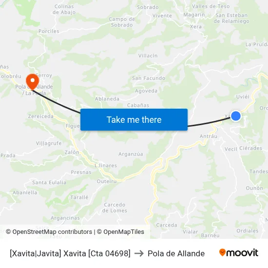 [Xavita|Javita]  Xavita [Cta 04698] to Pola de Allande map
