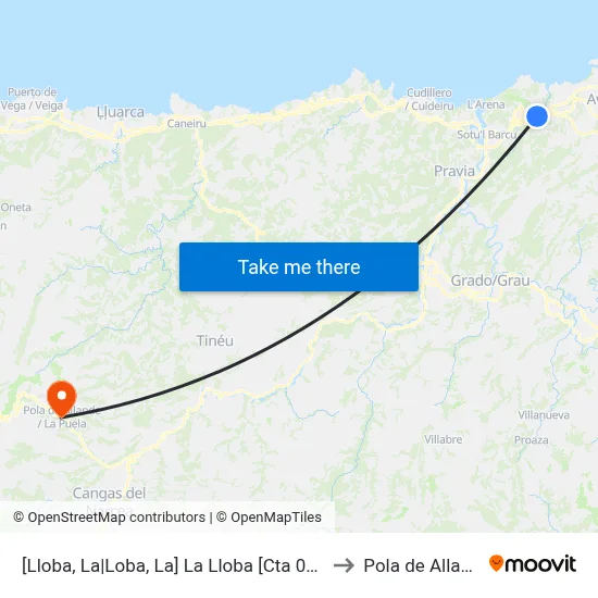 [Lloba, La|Loba, La]  La Lloba [Cta 05105] to Pola de Allande map