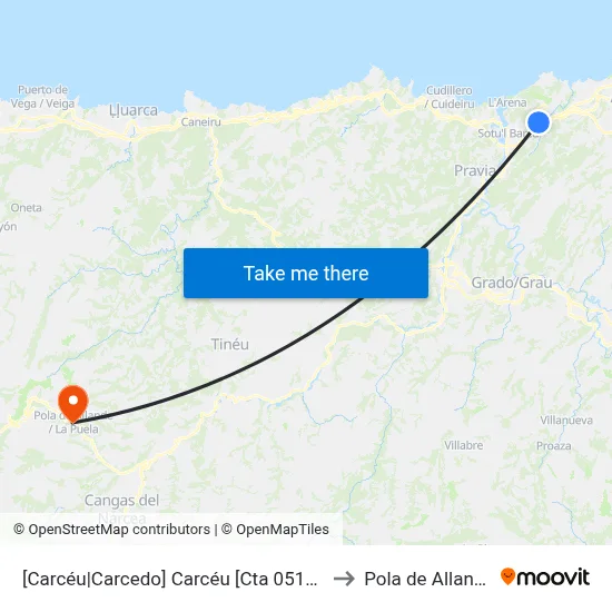[Carcéu|Carcedo]  Carcéu [Cta 05110] to Pola de Allande map