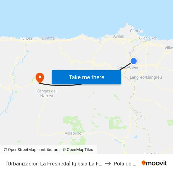 [Urbanización La Fresneda]  Iglesia La Fresneda [Cta 05494] to Pola de Allande map