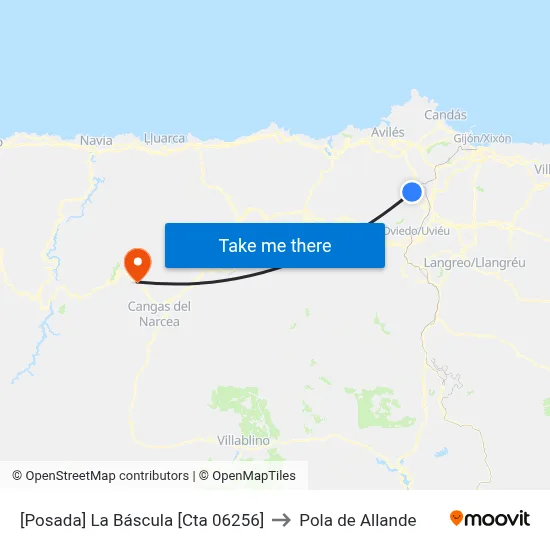 [Posada]  La Báscula [Cta 06256] to Pola de Allande map