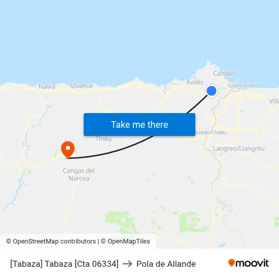 [Tabaza]  Tabaza [Cta 06334] to Pola de Allande map