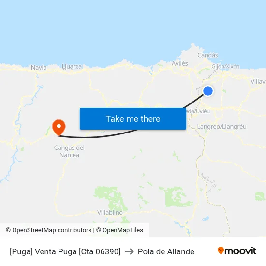 [Puga]  Venta Puga [Cta 06390] to Pola de Allande map