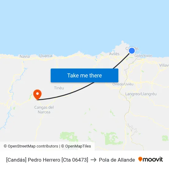 [Candás]  Pedro Herrero [Cta 06473] to Pola de Allande map
