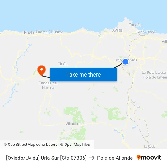 [Oviedo/Uviéu]  Uría Sur [Cta 07306] to Pola de Allande map