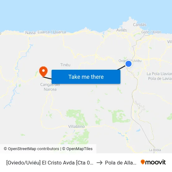 [Oviedo/Uviéu]  El Cristo Avda [Cta 07403] to Pola de Allande map