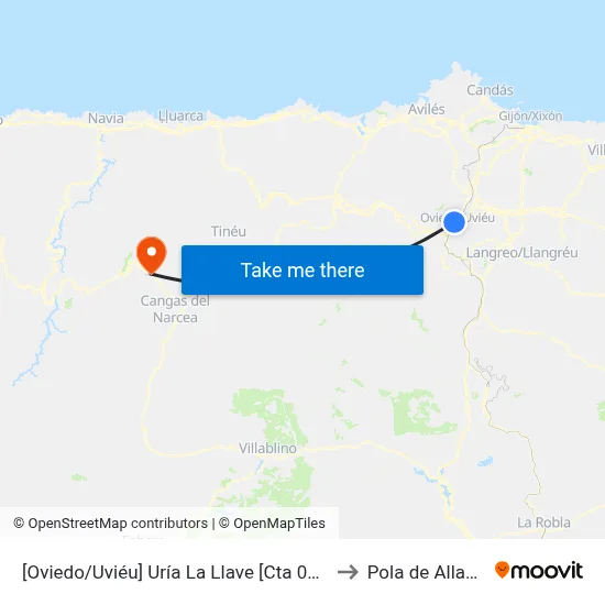 [Oviedo/Uviéu]  Uría La Llave [Cta 07430] to Pola de Allande map