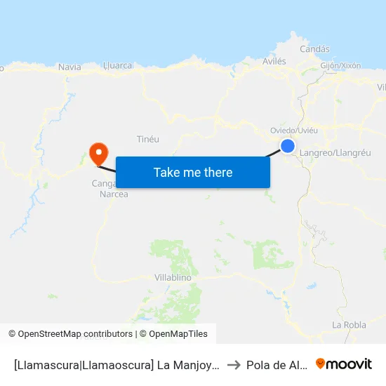 [Llamascura|Llamaoscura]  La Manjoya [Cta 07552] to Pola de Allande map