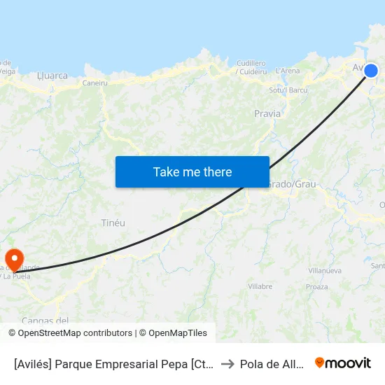 [Avilés]  Parque Empresarial Pepa [Cta 07918] to Pola de Allande map