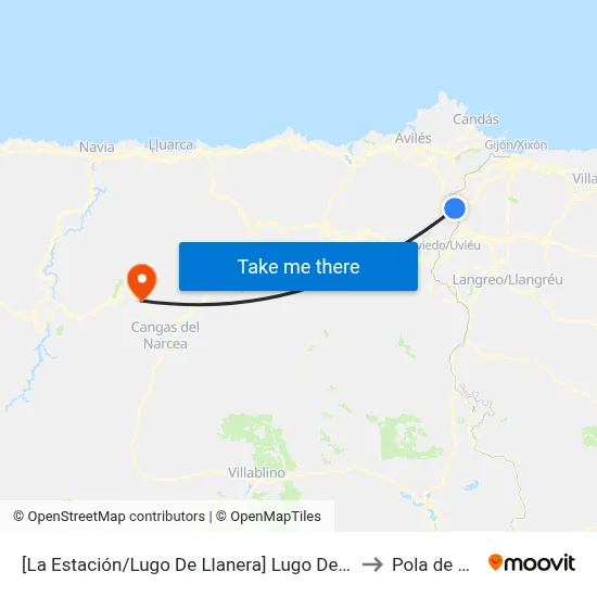 [La Estación/Lugo De Llanera]  Lugo De Llanera [Cta 07955] to Pola de Allande map