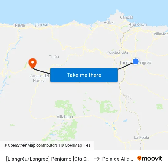 [Llangréu/Langreo]  Pénjamo [Cta 09981] to Pola de Allande map