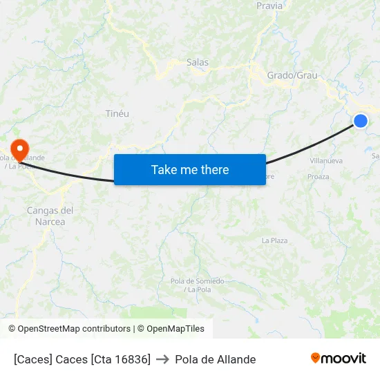 [Caces]  Caces [Cta 16836] to Pola de Allande map
