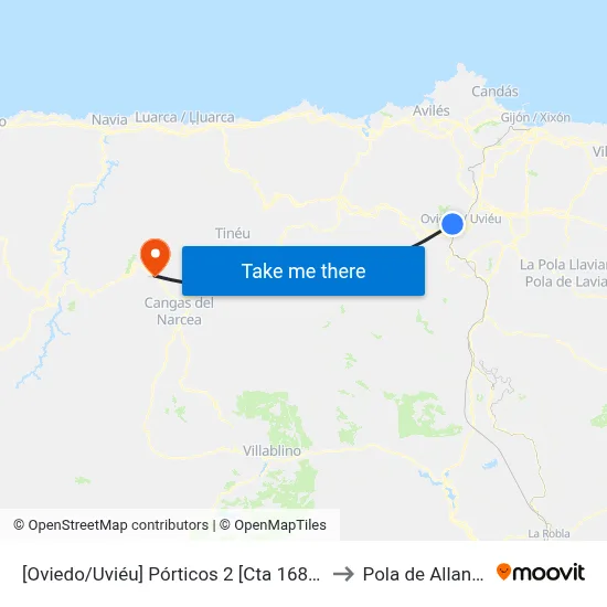 [Oviedo/Uviéu]  Pórticos 2 [Cta 16887] to Pola de Allande map