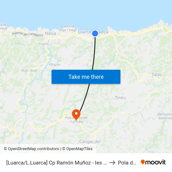 [Luarca/L.Luarca]  Cp Ramón Muñoz - Ies Carmen Y Severo Ochoa [Cta 08268] to Pola de Allande map