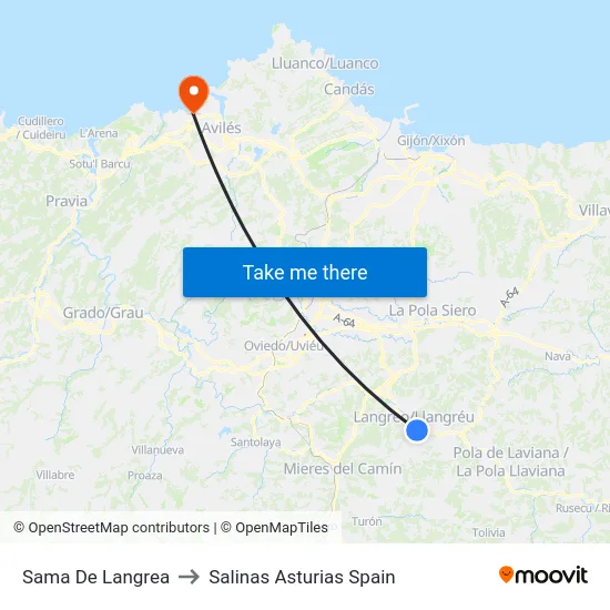 Sama De Langrea to Salinas Asturias Spain map