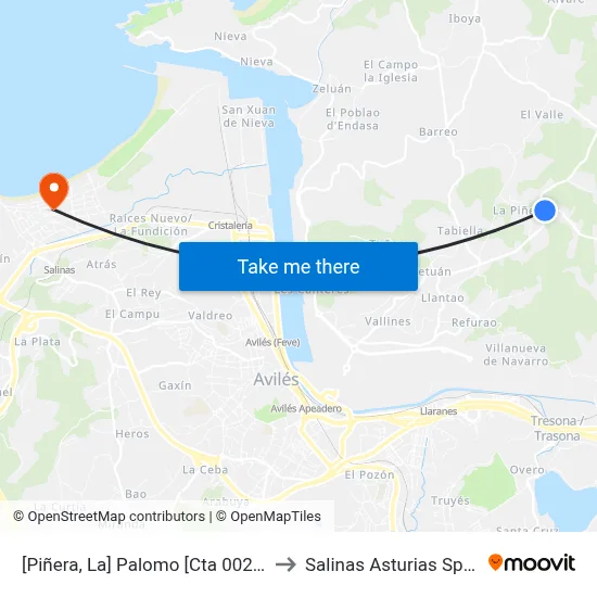 [Piñera, La]  Palomo [Cta 00273] to Salinas Asturias Spain map