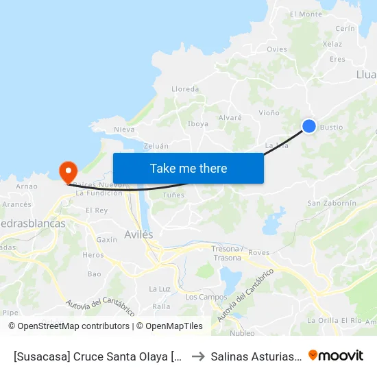 [Susacasa]  Cruce Santa Olaya [Cta 00286] to Salinas Asturias Spain map