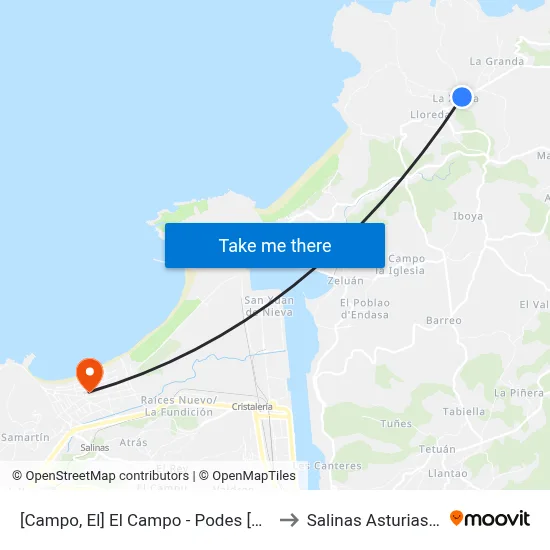 [Campo, El]  El Campo - Podes [Cta 00310] to Salinas Asturias Spain map