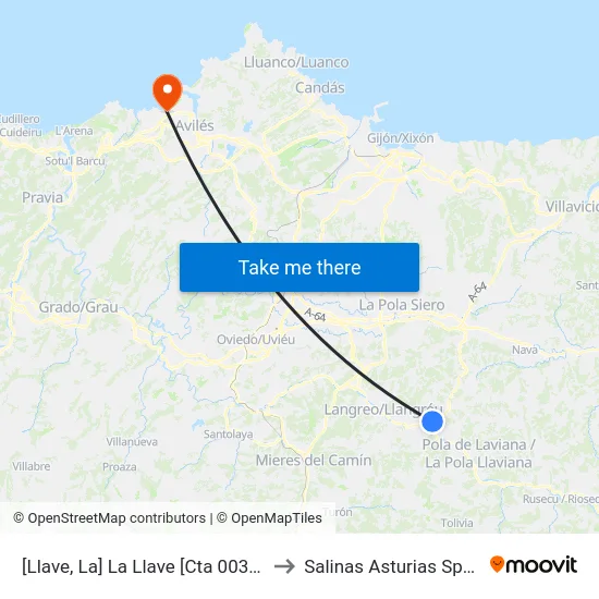 [Llave, La]  La Llave [Cta 00348] to Salinas Asturias Spain map