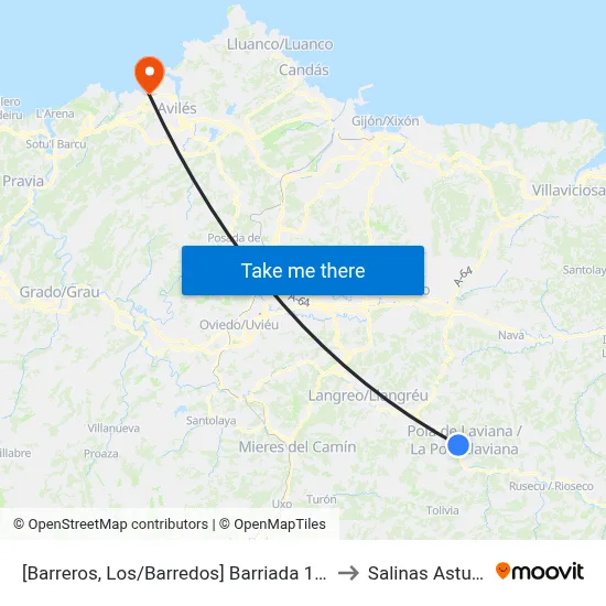 [Barreros, Los/Barredos]  Barriada 1º De Mayo [Cta 00460] to Salinas Asturias Spain map