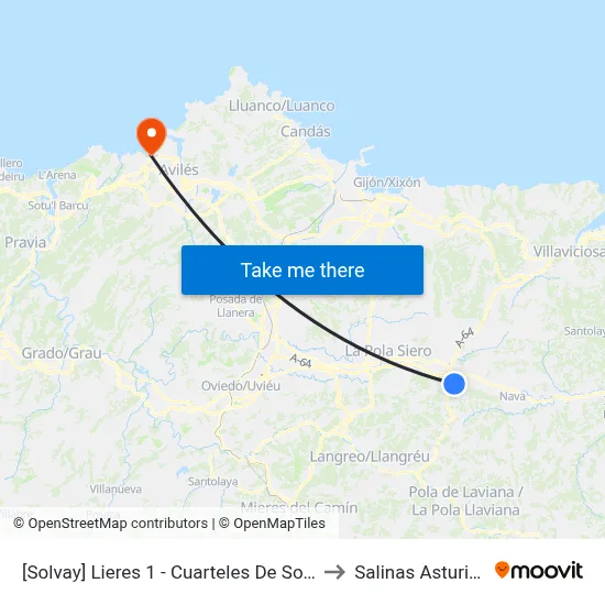[Solvay]  Lieres 1 - Cuarteles De Solvay [Cta 00979] to Salinas Asturias Spain map