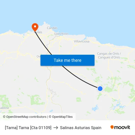[Tarna]  Tarna [Cta 01109] to Salinas Asturias Spain map