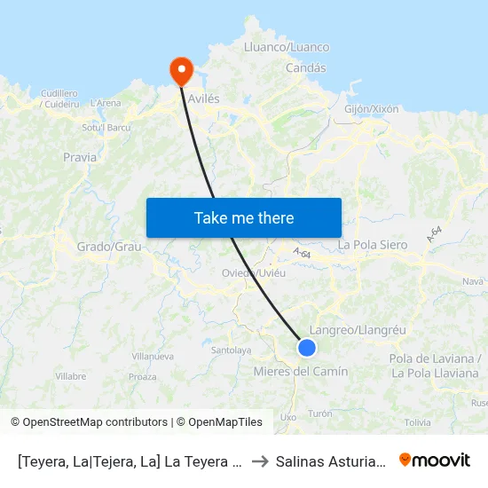 [Teyera, La|Tejera, La]  La Teyera [Cta 01137] to Salinas Asturias Spain map