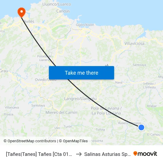 [Tañes|Tanes]  Tañes [Cta 01232] to Salinas Asturias Spain map