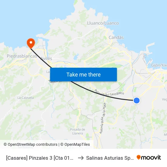 [Casares]  Pinzales 3 [Cta 01280] to Salinas Asturias Spain map