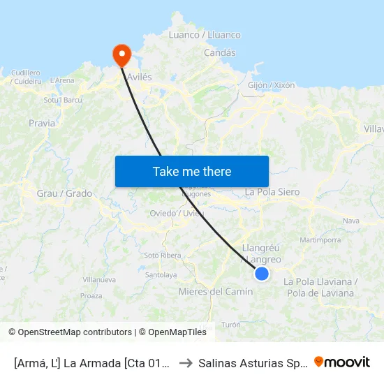 [Armá, L']  La Armada [Cta 01386] to Salinas Asturias Spain map