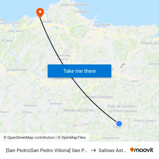 [San Pedro|San Pedro Villoria]  San Pedro De Villoria [Cta 01489] to Salinas Asturias Spain map