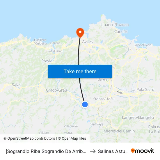 [Sograndio Riba|Sograndio De Arriba]  Sograndio [Cta 01607] to Salinas Asturias Spain map
