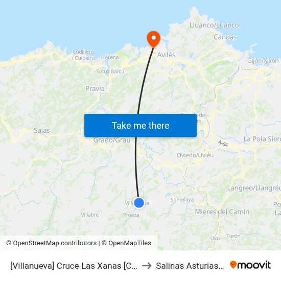 [Villanueva]  Cruce Las Xanas [Cta 01617] to Salinas Asturias Spain map
