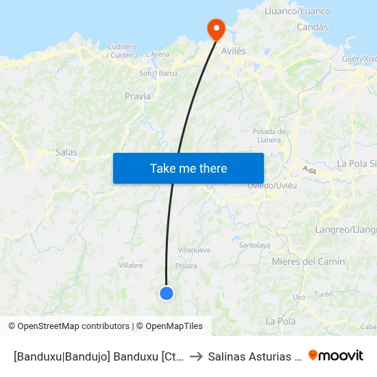 [Banduxu|Bandujo]  Banduxu [Cta 01625] to Salinas Asturias Spain map