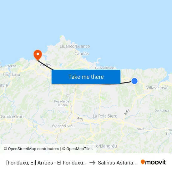 [Fonduxu, El]  Arroes - El Fonduxu [Cta 01889] to Salinas Asturias Spain map