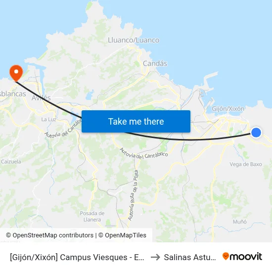 Campus Viesques - Epsig Intra to Salinas Asturias Spain map