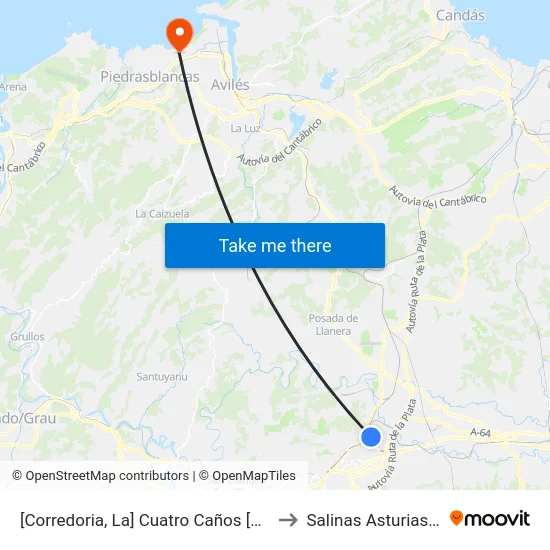 [Corredoria, La]  Cuatro Caños [Cta 02054] to Salinas Asturias Spain map
