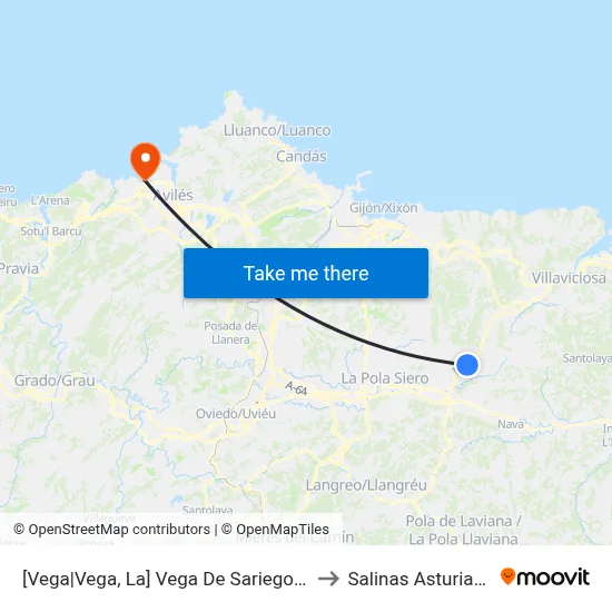 [Vega|Vega, La]  Vega De Sariego [Cta 02121] to Salinas Asturias Spain map