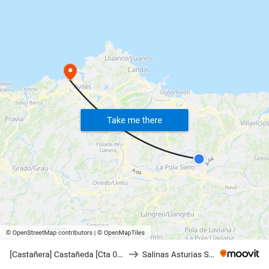 [Castañera]  Castañeda [Cta 02125] to Salinas Asturias Spain map