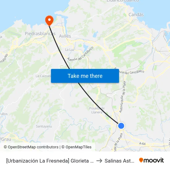 [Urbanización La Fresneda]  Glorieta Cc Azabache [Cta 02325] to Salinas Asturias Spain map