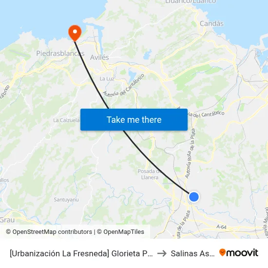 [Urbanización La Fresneda]  Glorieta Paseo De Las Bicicletas [Cta 02338] to Salinas Asturias Spain map