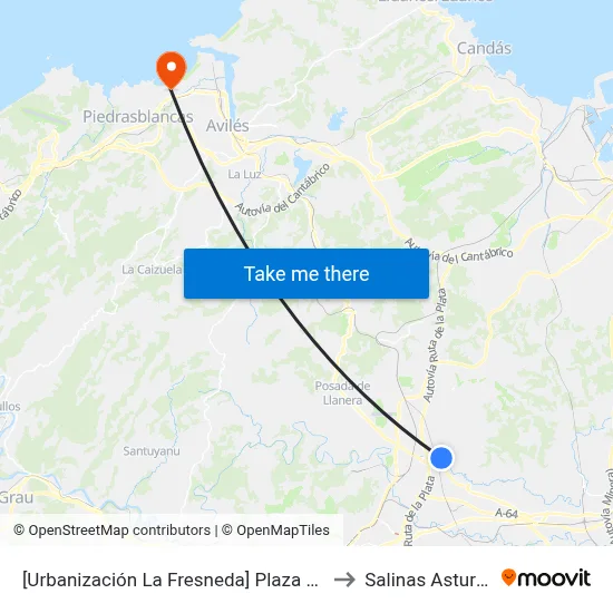 [Urbanización La Fresneda]  Plaza Central [Cta 02347] to Salinas Asturias Spain map