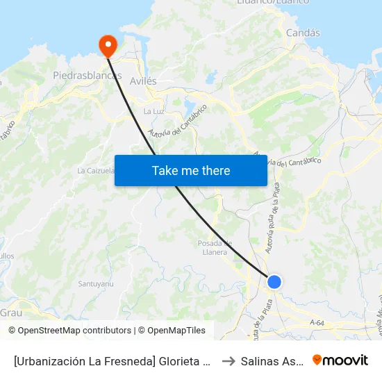 [Urbanización La Fresneda]  Glorieta Camino De Santiago [Cta 02349] to Salinas Asturias Spain map