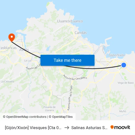 [Gijón/Xixón]  Viesques [Cta 02529] to Salinas Asturias Spain map