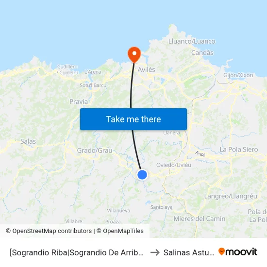 [Sograndio Riba|Sograndio De Arriba]  Sograndio [Cta 02594] to Salinas Asturias Spain map