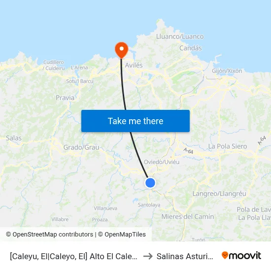 [Caleyu, El|Caleyo, El]  Alto El Caleyu [Cta 02647] to Salinas Asturias Spain map