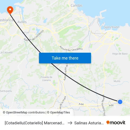 [Cotadiellu|Cotariello]  Marcenado [Cta 02898] to Salinas Asturias Spain map